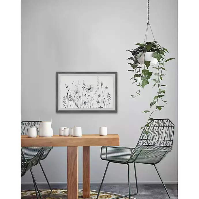 Hot Kirklands Home Deckled Gray Flower Fields Framed Art Print