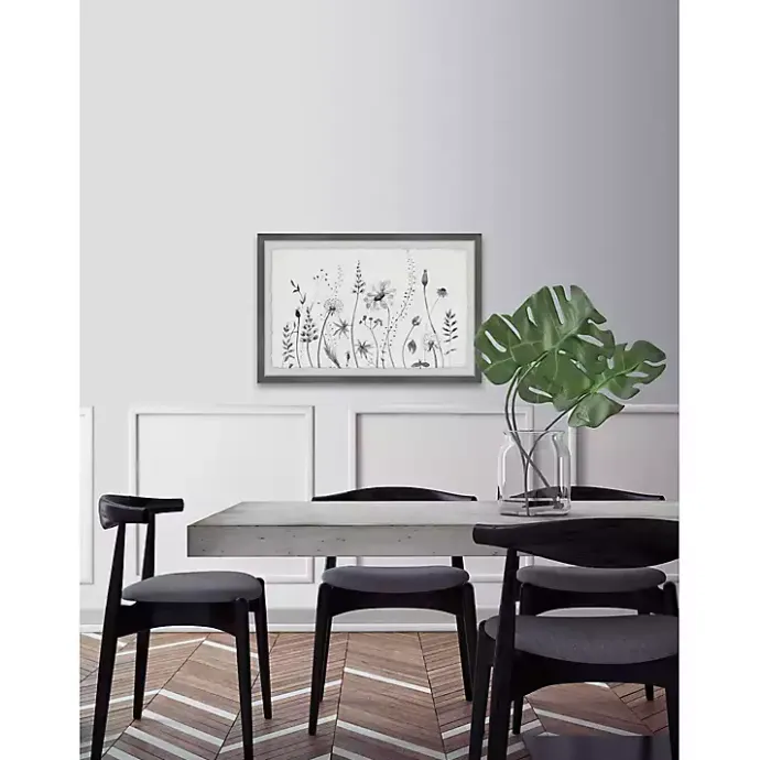 Hot Kirklands Home Deckled Gray Flower Fields Framed Art Print
