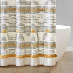 Sale Kirklands Home Decorative Stripe Tassel Shower Curtain
