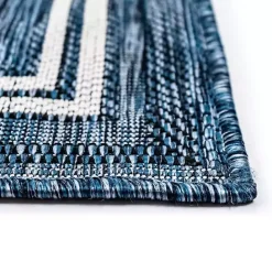 Sale Kirklands Home Deep Aqua Threaded Frame Outdoor Area Rug, 6x9