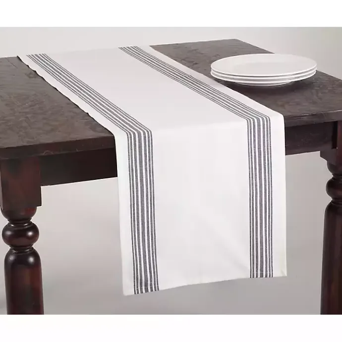 Sale Kirklands Home Deep Blue Striped Border Table Runner
