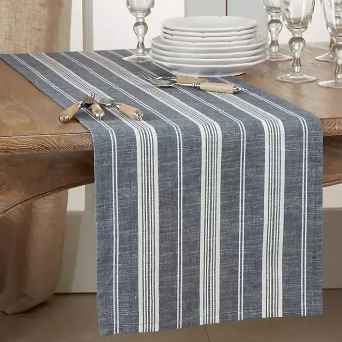 Sale Kirklands Home Deep Blue Thin Striped Table Runner