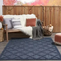 Kirklands Home Deep Navy Trellis Outdoor Area Rug, 4x6
