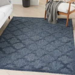 Kirklands Home Deep Navy Trellis Outdoor Area Rug, 4x6