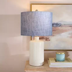 Clearance Kirklands Home Denim Shade Ribbed Table Lamp Blue