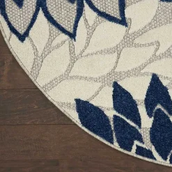 Sale Kirklands Home Denim Floral Burst Round Outdoor Area Rug