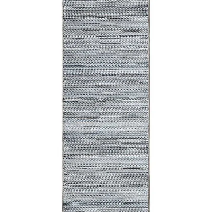 Discount Kirklands Home Denim Woven Lines Indoor/Outdoor Runner, 1x4 Blue