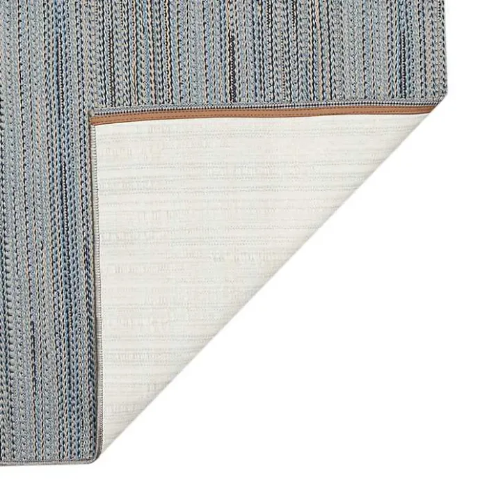 Discount Kirklands Home Denim Woven Lines Indoor/Outdoor Runner, 1x4 Blue