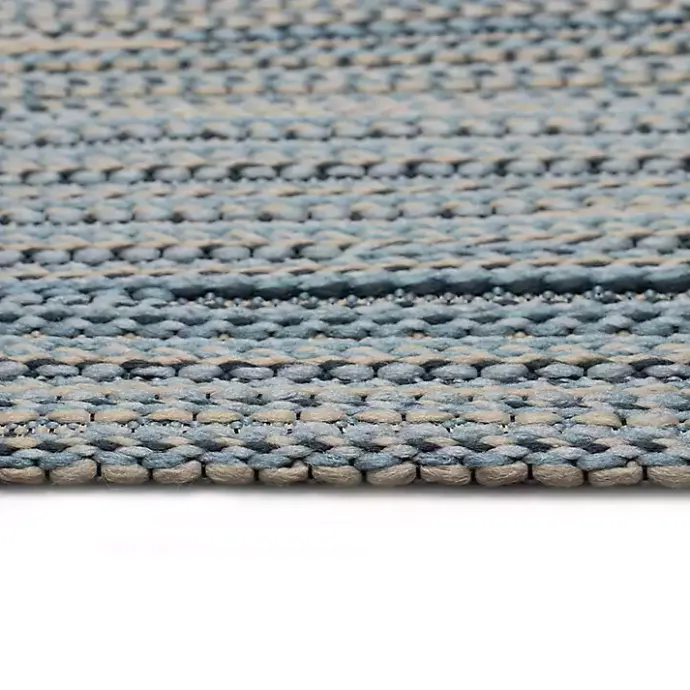 Discount Kirklands Home Denim Woven Lines Indoor/Outdoor Runner, 1x4 Blue