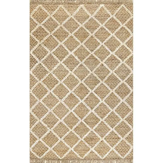 Hot Kirklands Home Diamond Helen Woven Jute Tassel Area Rug, 8x10 Tan