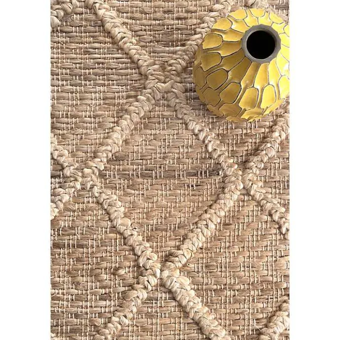Hot Kirklands Home Diamond Helen Woven Jute Tassel Area Rug, 8x10 Tan