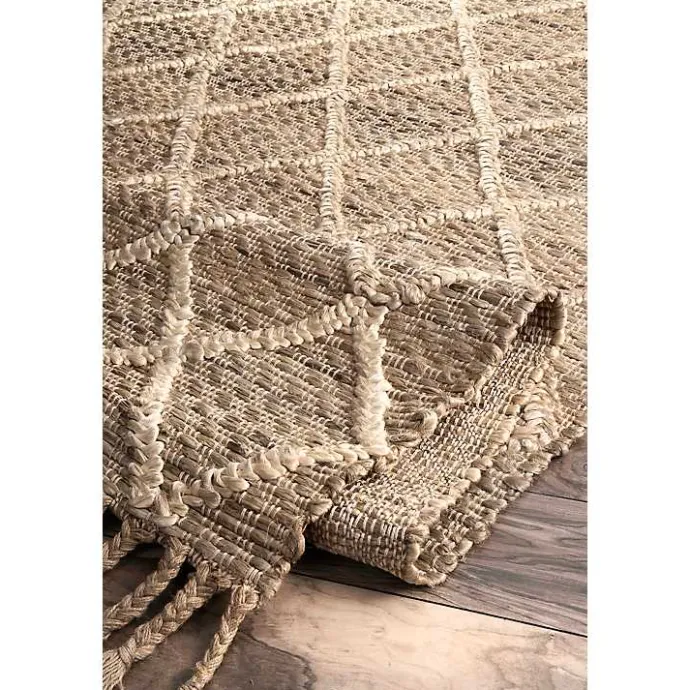Hot Kirklands Home Diamond Helen Woven Jute Tassel Area Rug, 8x10 Tan