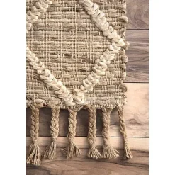 Hot Kirklands Home Diamond Helen Woven Jute Tassel Area Rug, 8x10 Tan