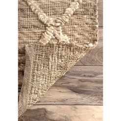 Hot Kirklands Home Diamond Helen Woven Jute Tassel Area Rug, 8x10 Tan