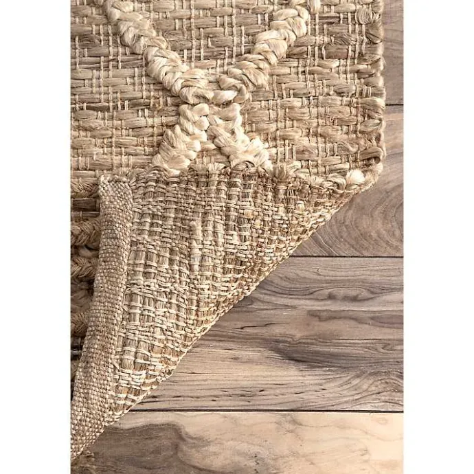 Hot Kirklands Home Diamond Helen Woven Jute Tassel Area Rug, 8x10 Tan