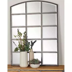 Online Kirklands Home Distressed Metal Windowpane Arched Mirror Black