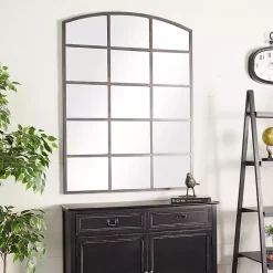 Online Kirklands Home Distressed Metal Windowpane Arched Mirror Black