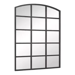 Online Kirklands Home Distressed Metal Windowpane Arched Mirror Black