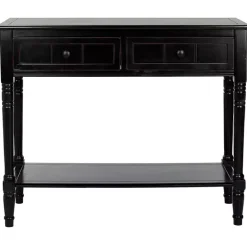 Best Kirklands Home Distressed Wood 2-Drawer Console Table Black