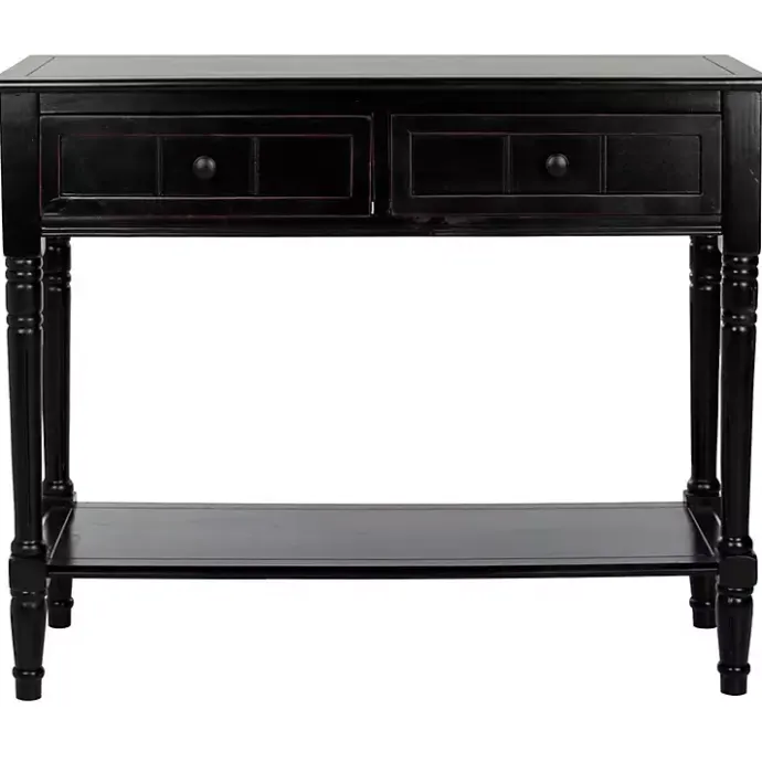 Best Kirklands Home Distressed Wood 2-Drawer Console Table Black