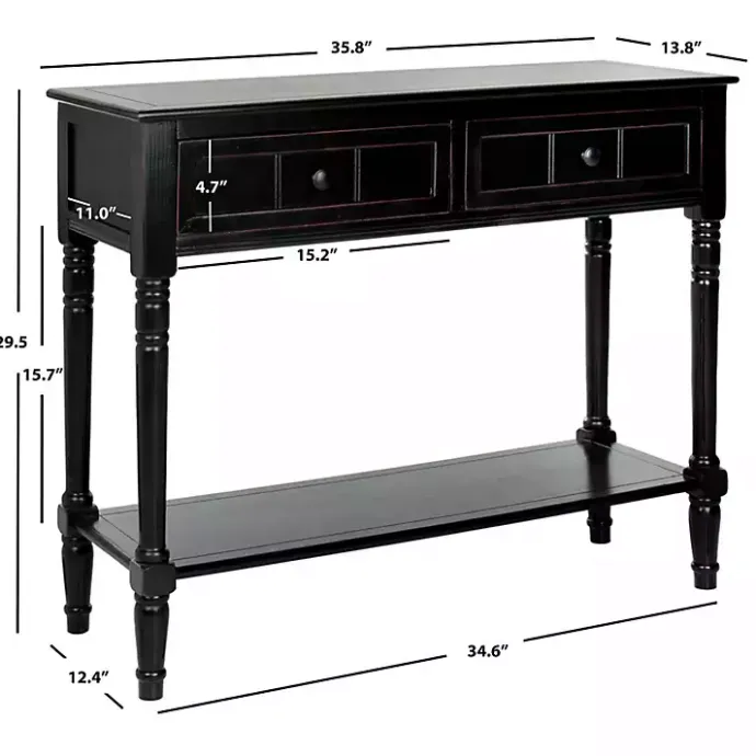Best Kirklands Home Distressed Wood 2-Drawer Console Table Black