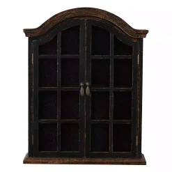 Kirklands Home Distressed Black Wood Wall Cabinet