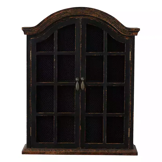 Kirklands Home Distressed Black Wood Wall Cabinet