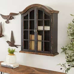 Kirklands Home Distressed Black Wood Wall Cabinet