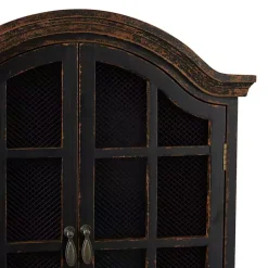 Kirklands Home Distressed Black Wood Wall Cabinet