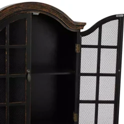 Kirklands Home Distressed Black Wood Wall Cabinet
