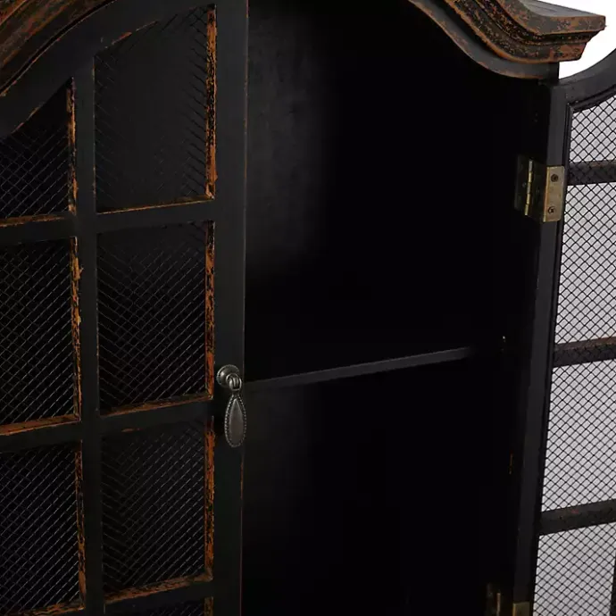 Kirklands Home Distressed Black Wood Wall Cabinet