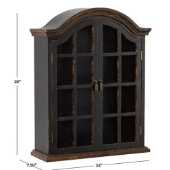 Kirklands Home Distressed Black Wood Wall Cabinet