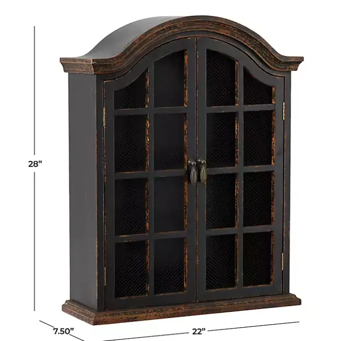 Kirklands Home Distressed Black Wood Wall Cabinet