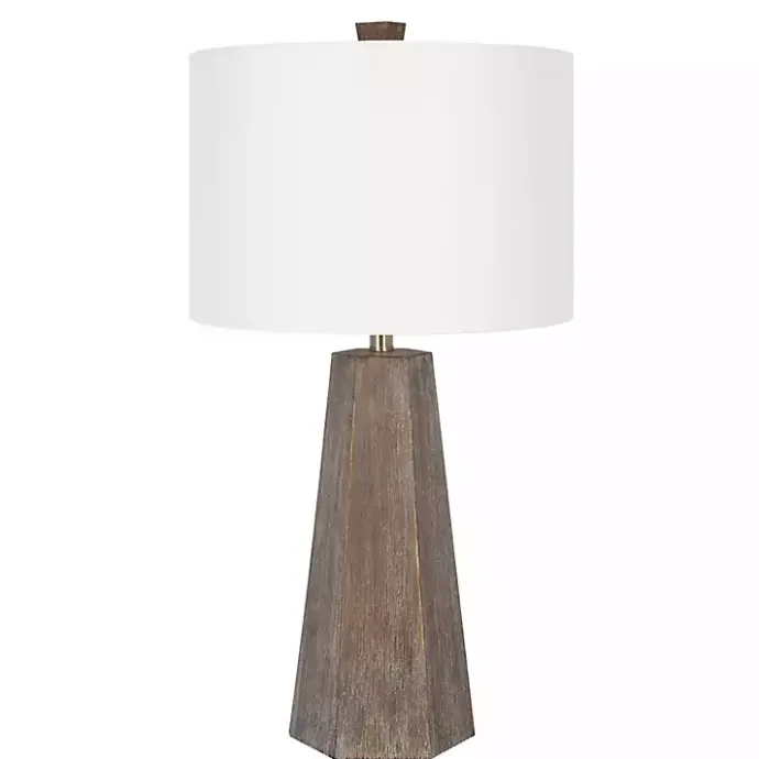 Hot Kirklands Home Distressed Brown Hexagonal Table Lamps, Set of 2 White