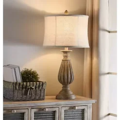Online Kirklands Home Distressed Brown Spindle Table Lamp Tan