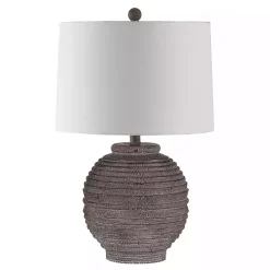 Kirklands Home Distressed Charcoal Textured Resin Table Lamp White