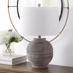 Kirklands Home Distressed Charcoal Textured Resin Table Lamp White