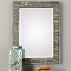 Online Kirklands Home Distressed Charcoal Wooden Wall Mirror