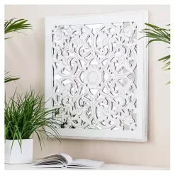 Sale Kirklands Home Distressed Cream Carved Floral Medallion Mirror