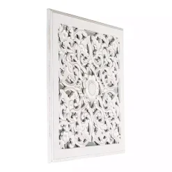 Sale Kirklands Home Distressed Cream Carved Floral Medallion Mirror