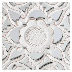 Sale Kirklands Home Distressed Cream Carved Floral Medallion Mirror