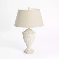 New Kirklands Home Distressed Cream Hadley Table Lamp Ivory