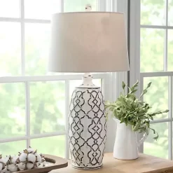 New Kirklands Home Distressed Cream Lilly Table Lamp Tan