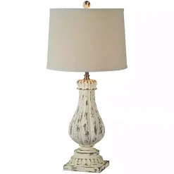 Kirklands Home Distressed Cream Resin Table Lamps, Set of 2 Ivory
