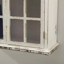 Kirklands Home Distressed Cream Wood Wall Cabinet