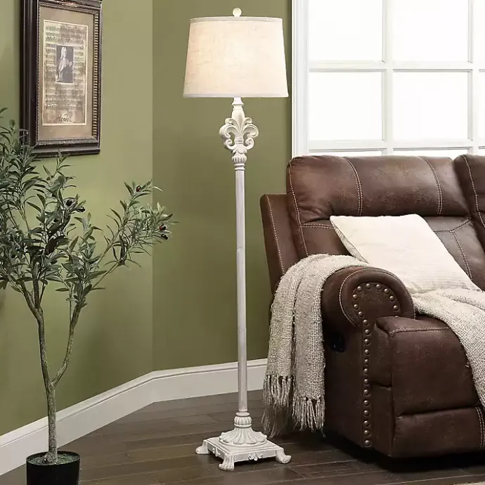 Sale Kirklands Home Distressed Fleur-de-lis Floor Lamp Tan