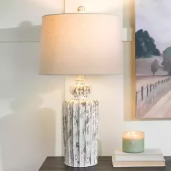 Hot Kirklands Home Distressed Fluted Tuscany Table Lamp Ivory