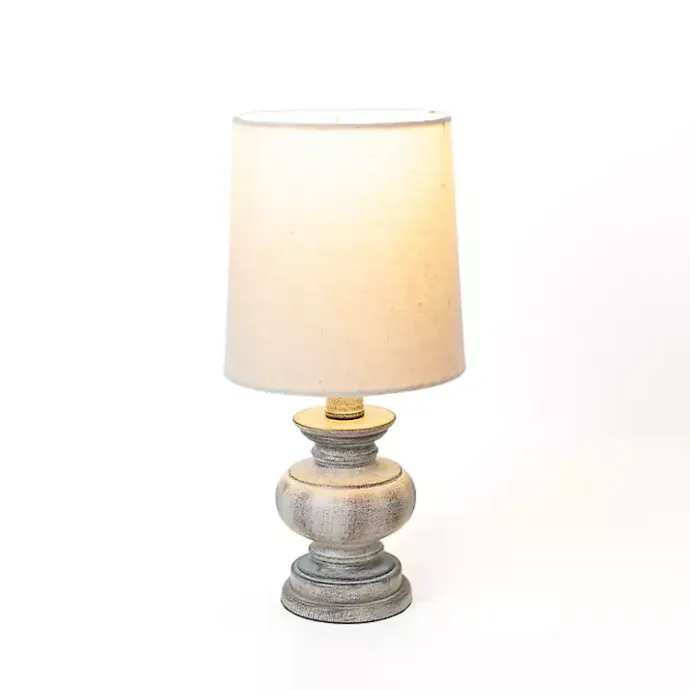 Outlet Kirklands Home Distressed Gray Baluster Mini Table Lamp Tan