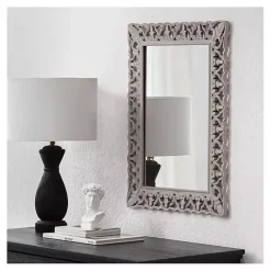 Hot Kirklands Home Distressed Gray Botanical Rectangle Wall Mirror