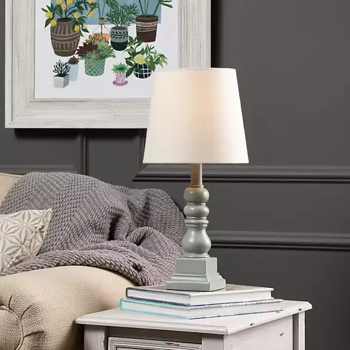 New Kirklands Home Distressed Gray Candlestick Table Lamp White